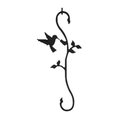 Village Wrought Iron Village Wrought Iron SH-D-18 Hummingbird w-Flower S-Hook - Black SH-D-18